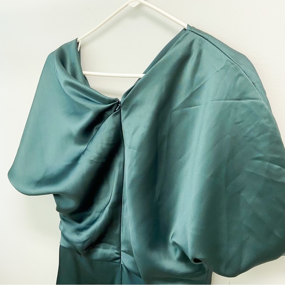 NWT Anthropologie Amsale Pryce Off-the-Shoulder Column Dress Dark Green Size 8 - Picture 8 of 13